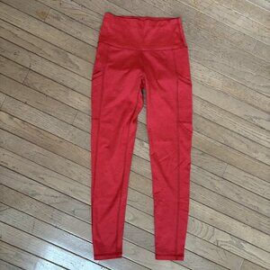 Aerie Red Climate Comfort Cotton High Rise Blend Leggings pockets S short